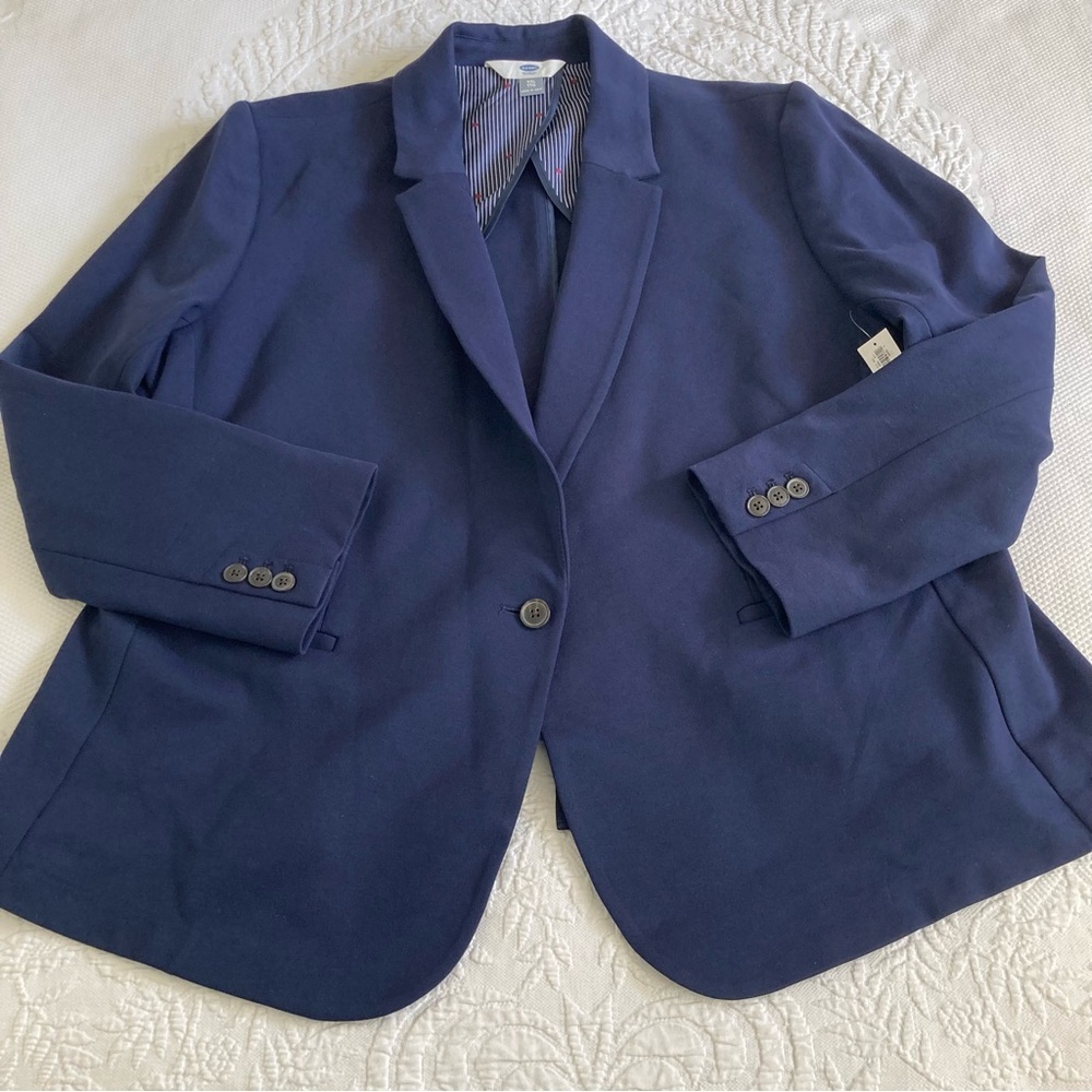 NWT Old Navy Ponte blazer navy blue stretch knit career office size XXL